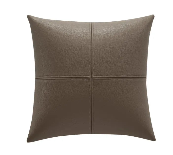 Solid colour soft cowhide leather pillow cover in Nordic style on a sofa