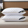 A standard 48x74cm polyester fibre filled pillow in a solid colour, shown on a bed.