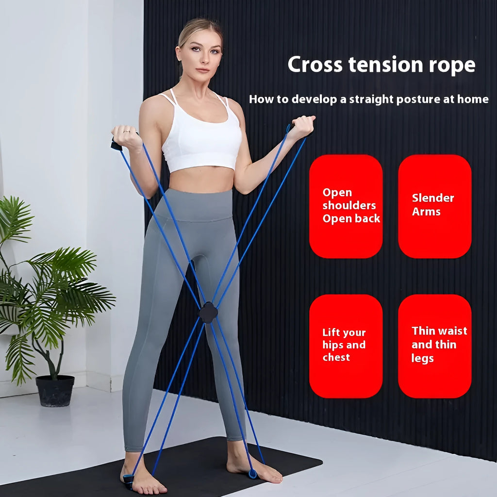 Blue eight character puller resistance equipment for women's shoulder fitness training