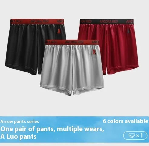 Men's solid colour boxer briefs in black, red, blue, silver, purple and brown on a mid-waist design.