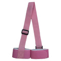 Adjustable hook and loop shoulder strap for a portable sled, shown in multiple colour options.
