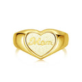 S925 sterling silver heart-shaped MOM open ring for women, adjustable size, retro style