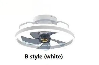 Modern overhead fan lamp with 500mm blades and integrated acrylic light shade in multiple colour options