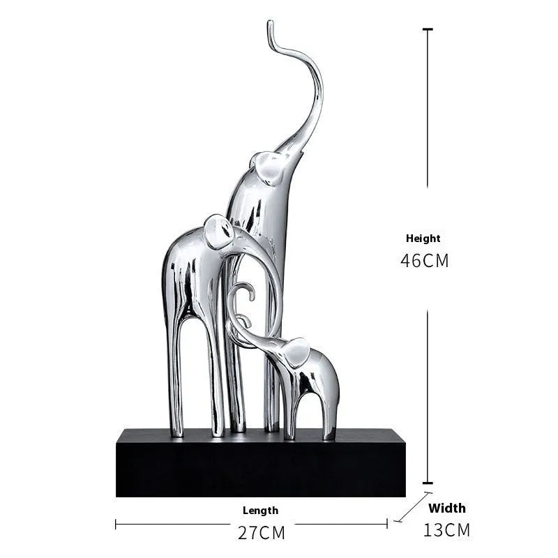Elephant decorative statue in resin with European style, available in four colour finishes