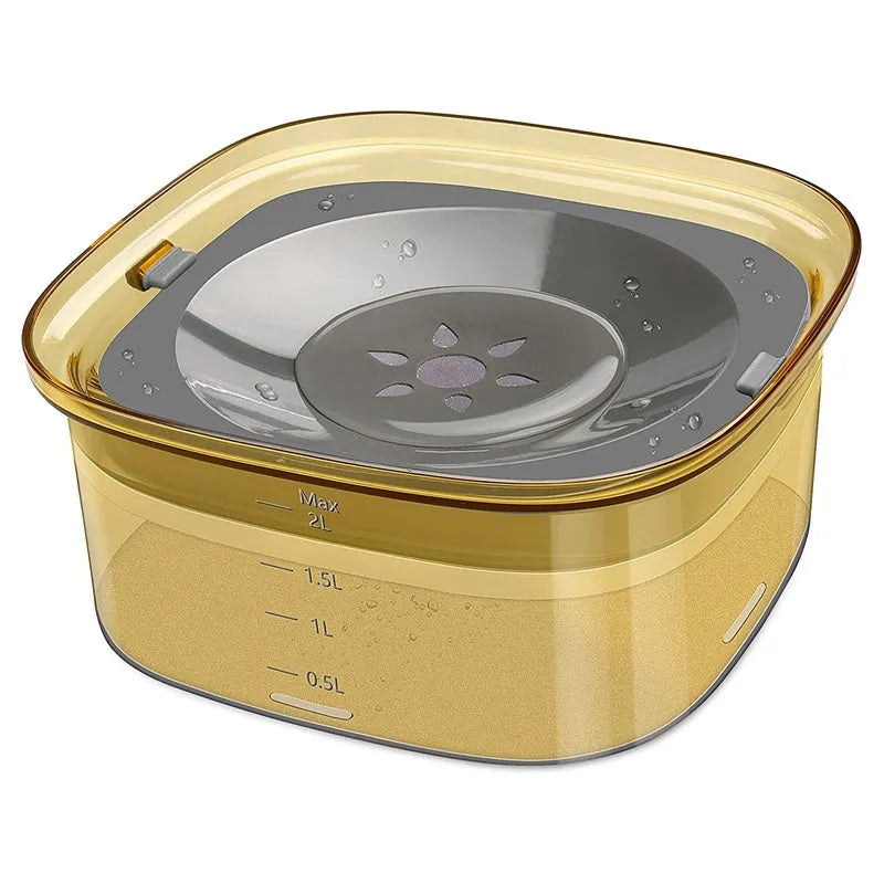 Pet dog floating water bowl in transparent colour, splash-proof design, 21.3x18.8x9.5cm ABS plastic