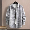 Men's long sleeve letter print shirt in casual street style, lightweight thin fabric, available in multiple sizes