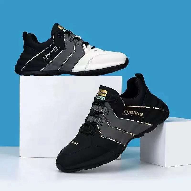 Casual lace-up sneakers with round toe and plastic sole for teenage wear