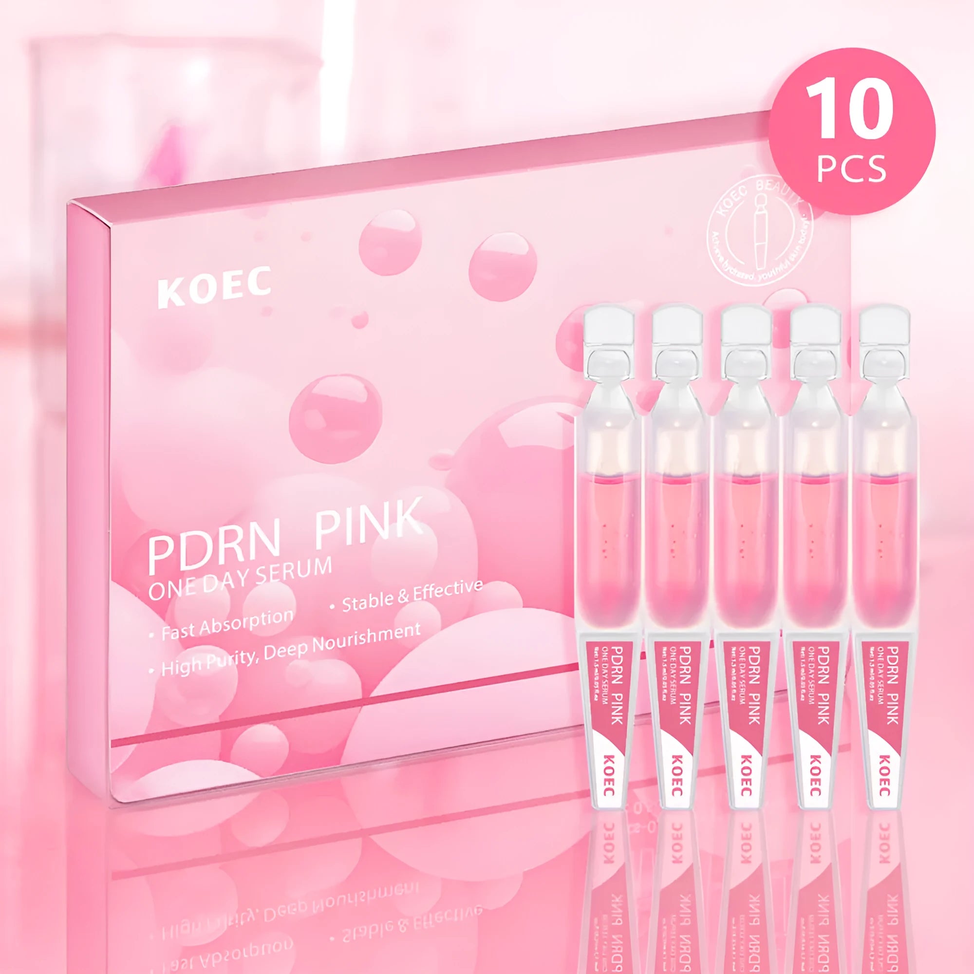 KOEC Powder Polypeptide disposable face mask 10 pack showing individual essence patches