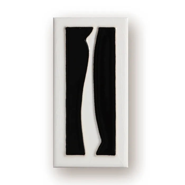 Handmade retro enamel ceramic doorplate showing a number, dimensions 76mm by 152mm