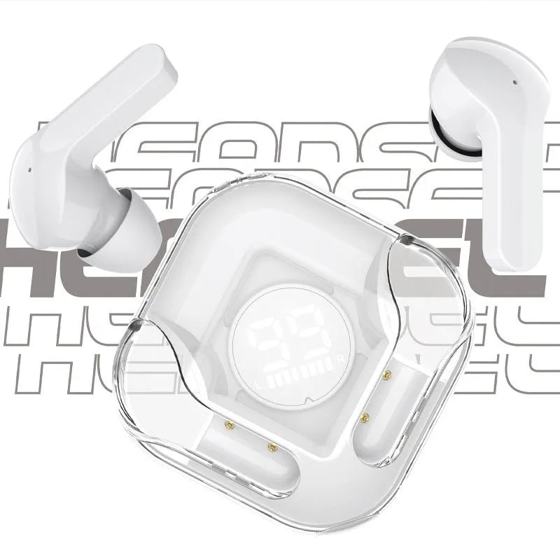 Wireless Bluetooth TWS headphones with transparent case in multiple colour options