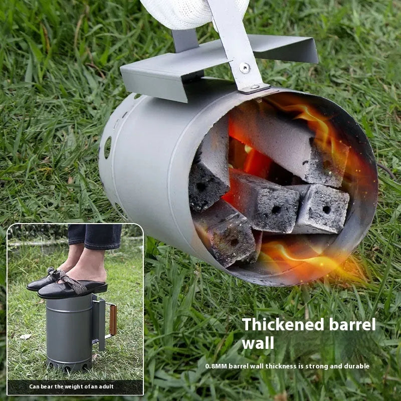 Zinc-iron alloy outdoor charcoal fire starter bucket for barbecues