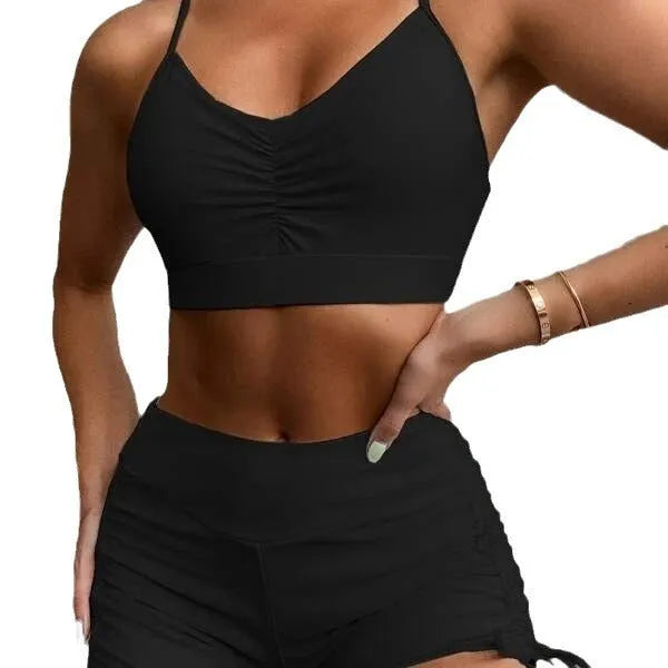 Purple women's high waist split bikini swimsuit two-piece set on a mannequin.