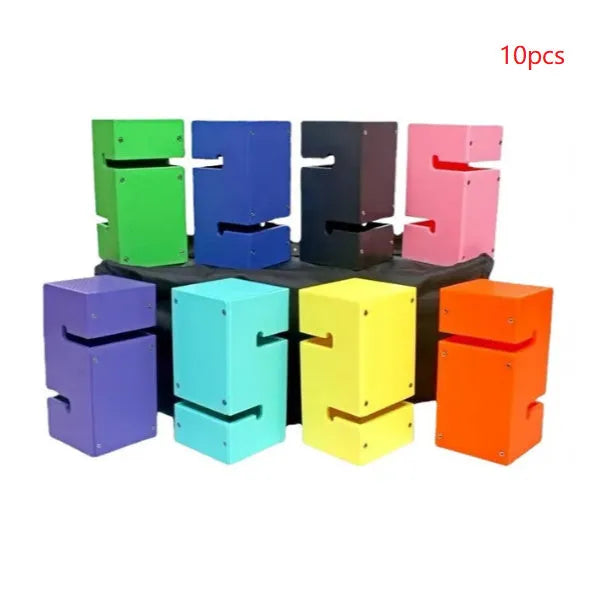 ABS plastic team building equipment set with pull ropes and tower blocks in multiple colours