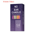 MQ Horn 16 piece ear candle set with protection boards and cotton swabs in assorted colours