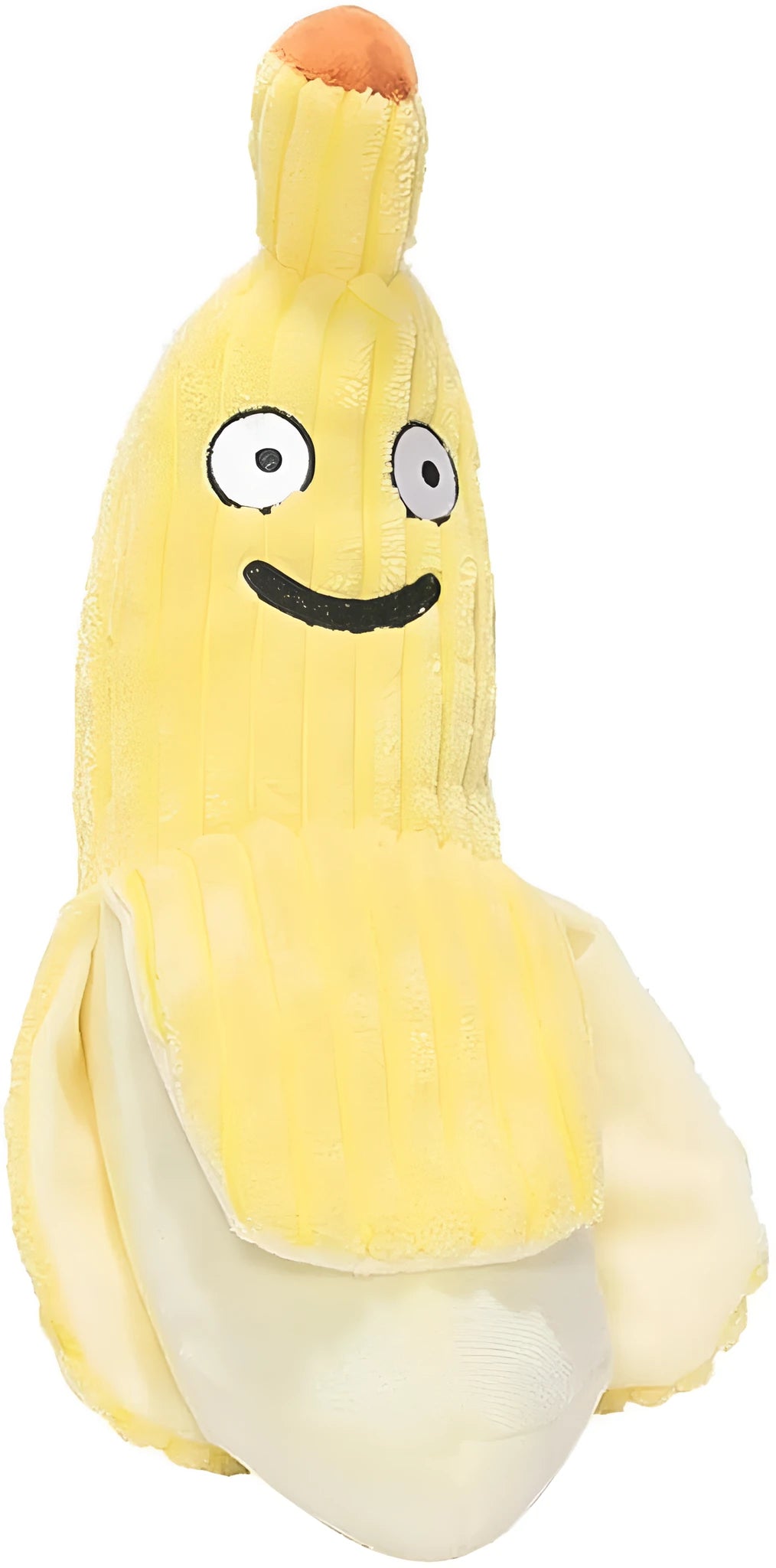 Yellow banana cat toy with crinkle sound measuring 13 inches long