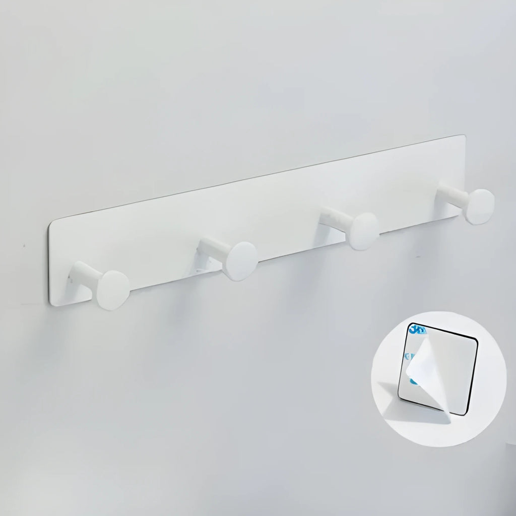 Mushroom design screwless clothes hook for shower doors in black or white, with 2, 3 or 4 hooks.