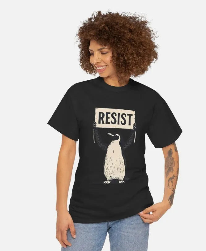 Loose-fit short-sleeve cotton t-shirt in black, shown on a model, with a round neckline.