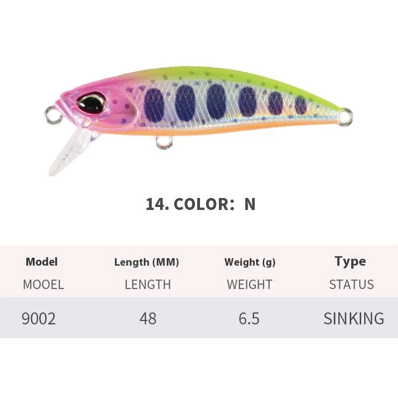 Japanese submerged mino fishing lure for mandarin fish and snakehead, 48mm length