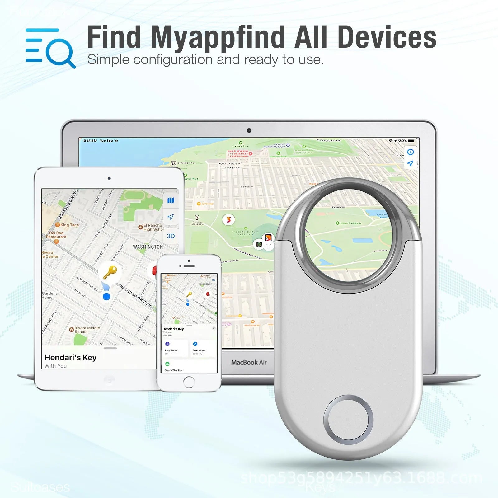 Black and white GPS tracking device measuring 55x29mm for pet and child location monitoring