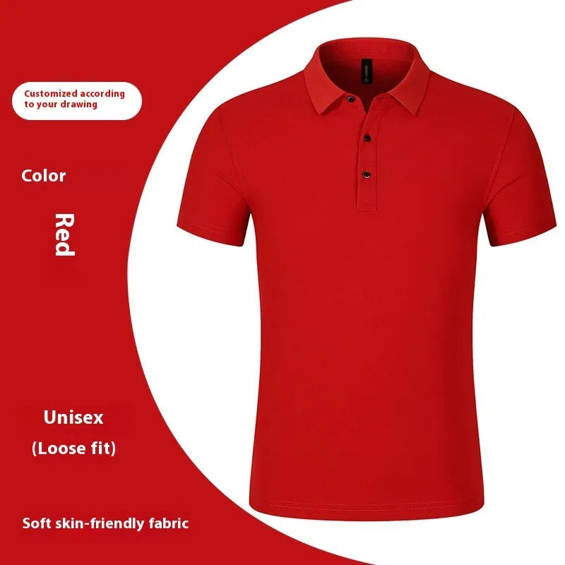 Cotton short-sleeved business polo shirt in solid colour, regular fit, available in black white dark gray navy blue red light blue sizes M to 4XL
