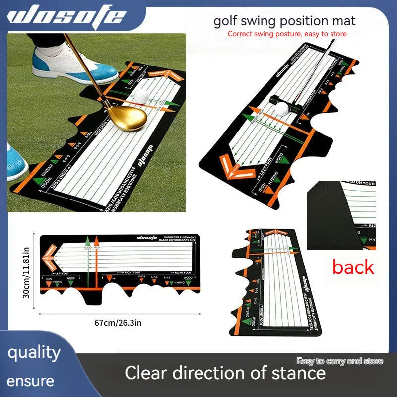 Black neoprene golf swing posture correction pad for beginner stance alignment training