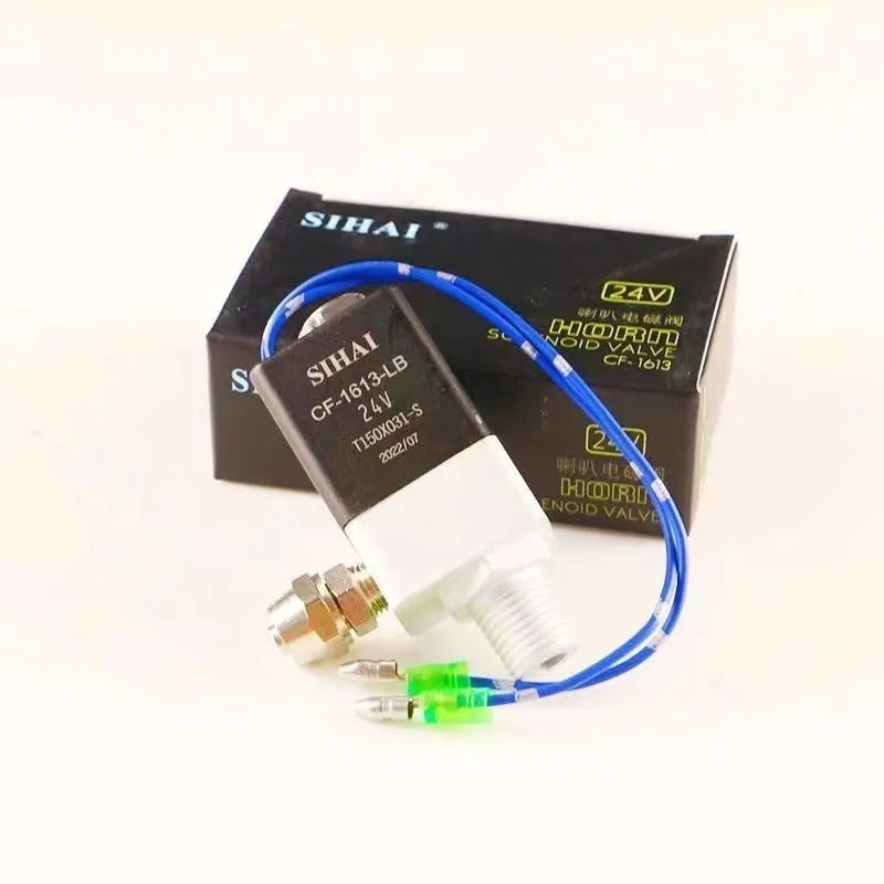 Black dual trumpet 12V 24V air horn kit with compressor for universal vehicle installation