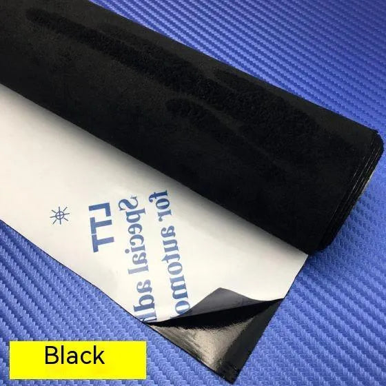 Sheet of self-adhesive elastic suede in beige colour, showing its thickness and adhesive backing.