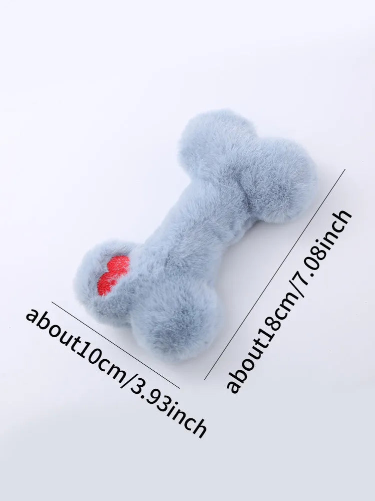 Love bone shaped plush dog toy with Bb sound chip in blue colour