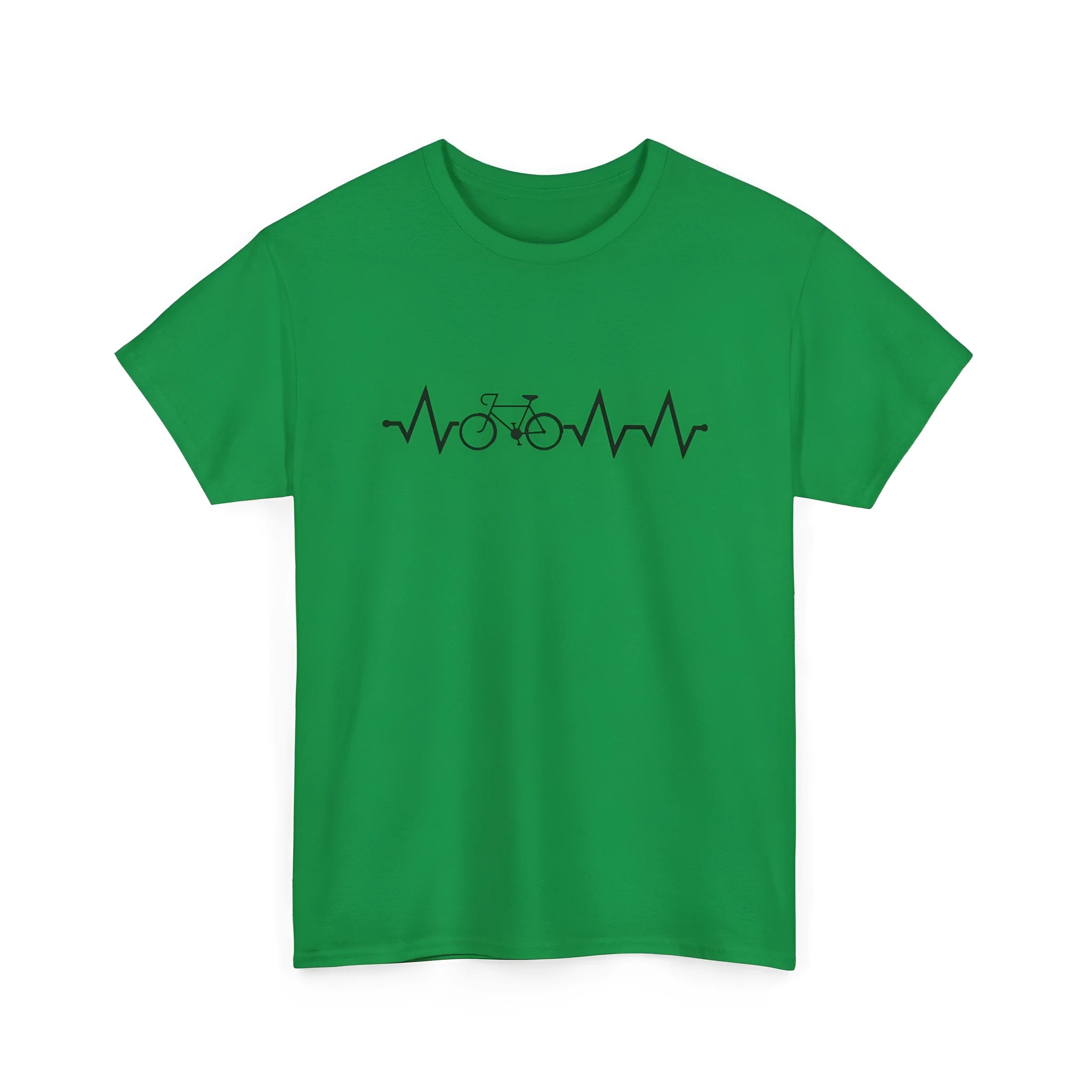 Green cotton t-shirt with white letter print design, short sleeves