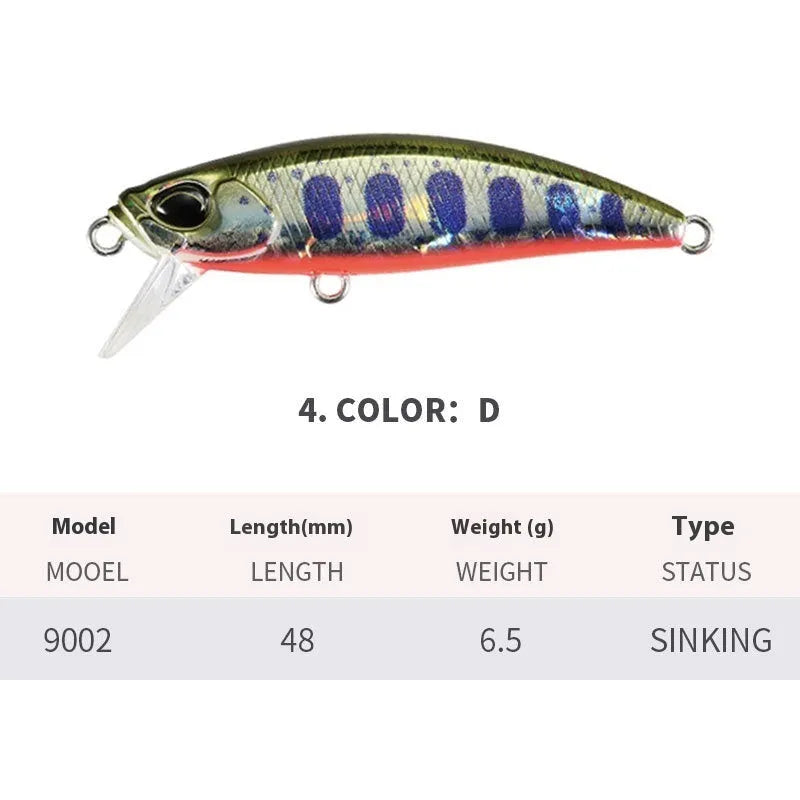 Japanese submerged mino fishing lure for mandarin fish and snakehead, 48mm length