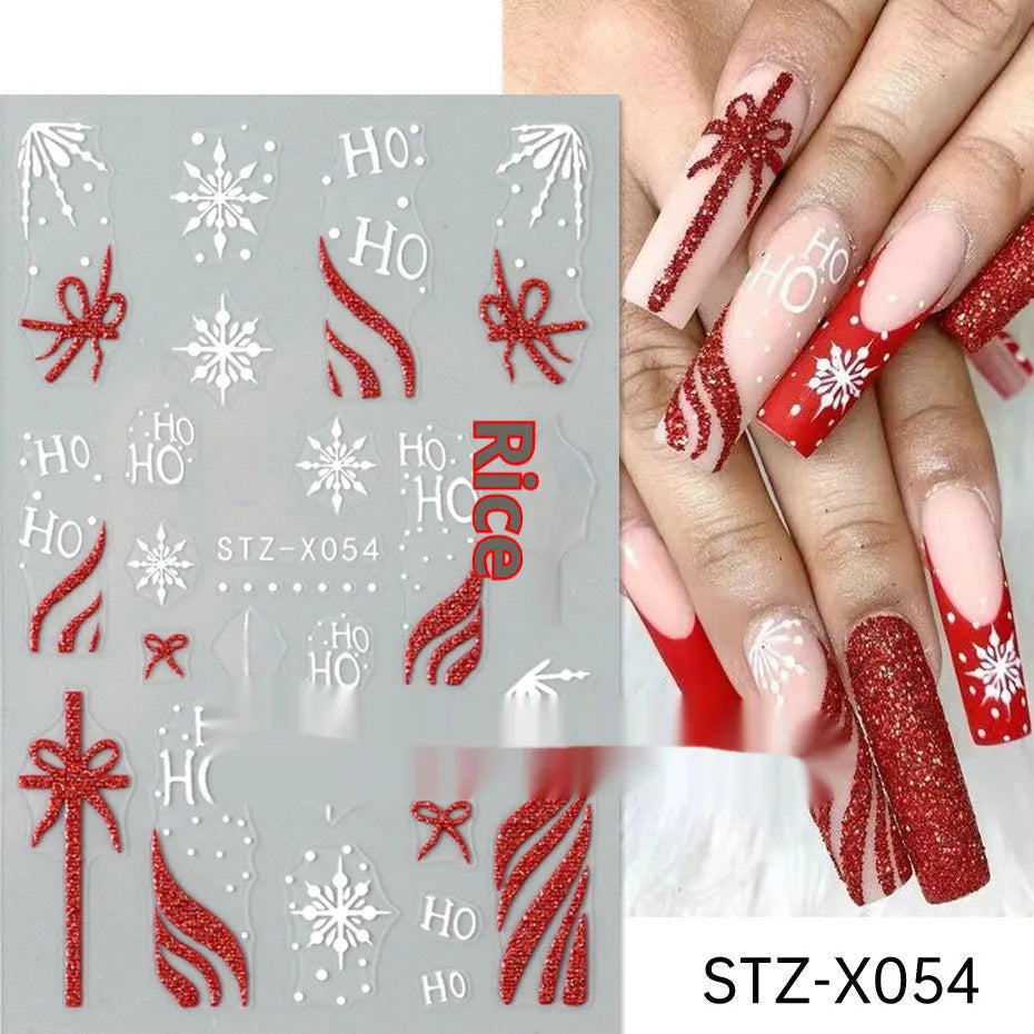 Plastic sheet of black, silver, and cartoon design nail art stickers for DIY manicures.