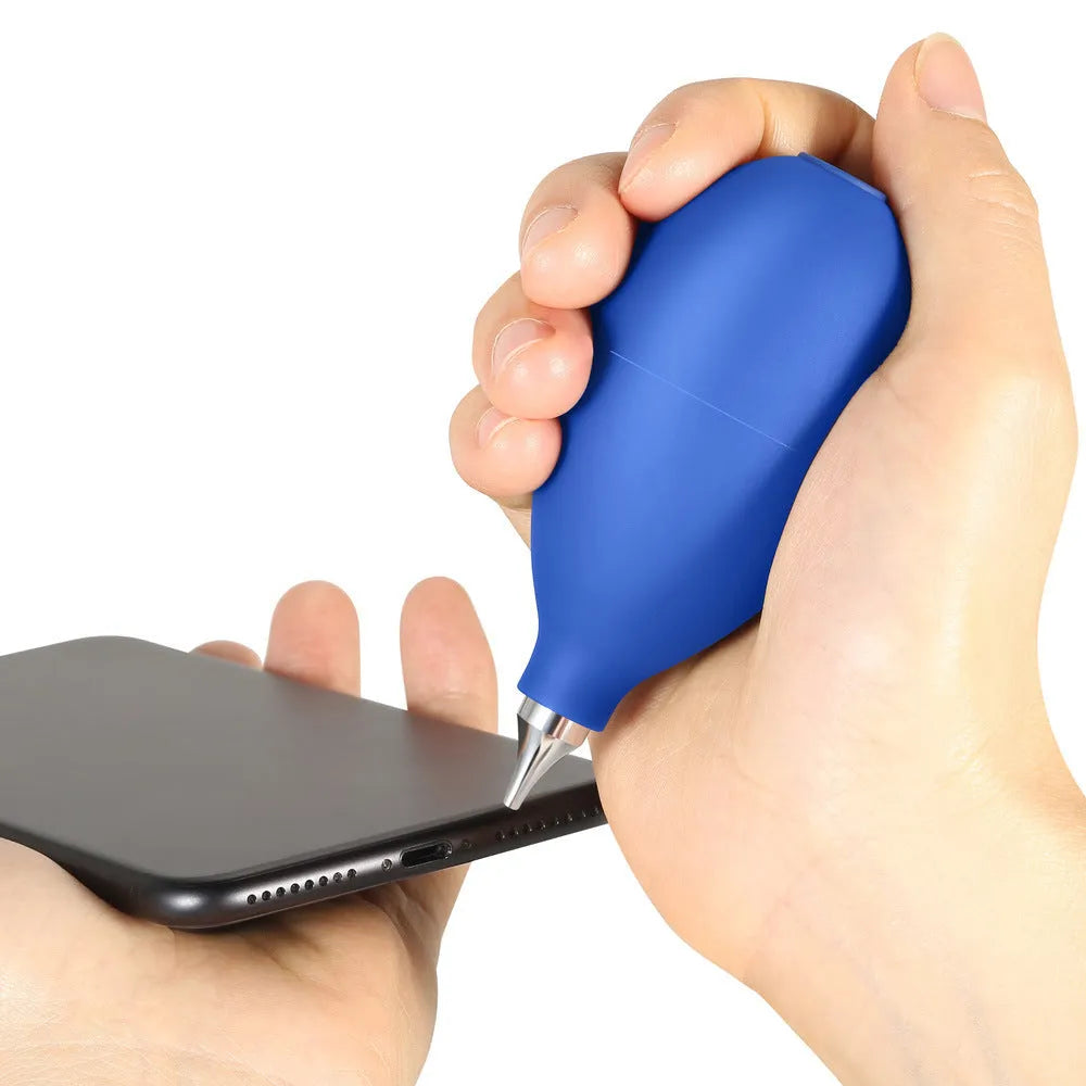 Blue rubber dust removal air blower tool for camera lens and phone cleaning
