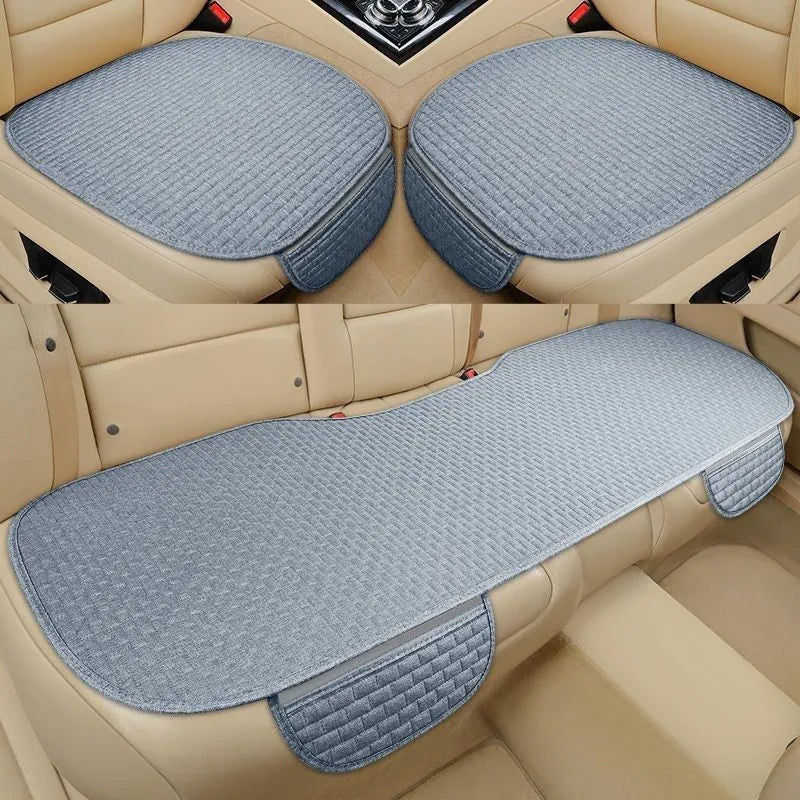Linen plaid car cushion set in charm coffee colour with hemmed business-style edges