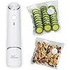 White USB electric suction pump with five 26x28cm vacuum food storage bags for kitchen preservation