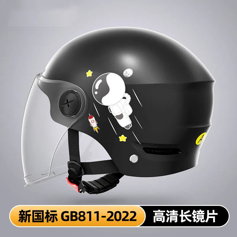 Khaki electric motorcycle helmet with removable lenses on ABS shell for adult commuting safety