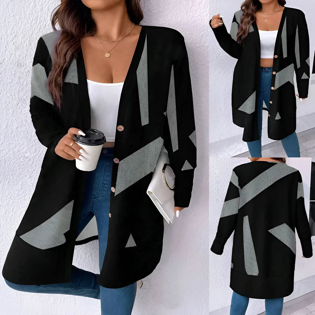 Black loose fit plus size knitwear cardigan with button fastening and regular sleeves