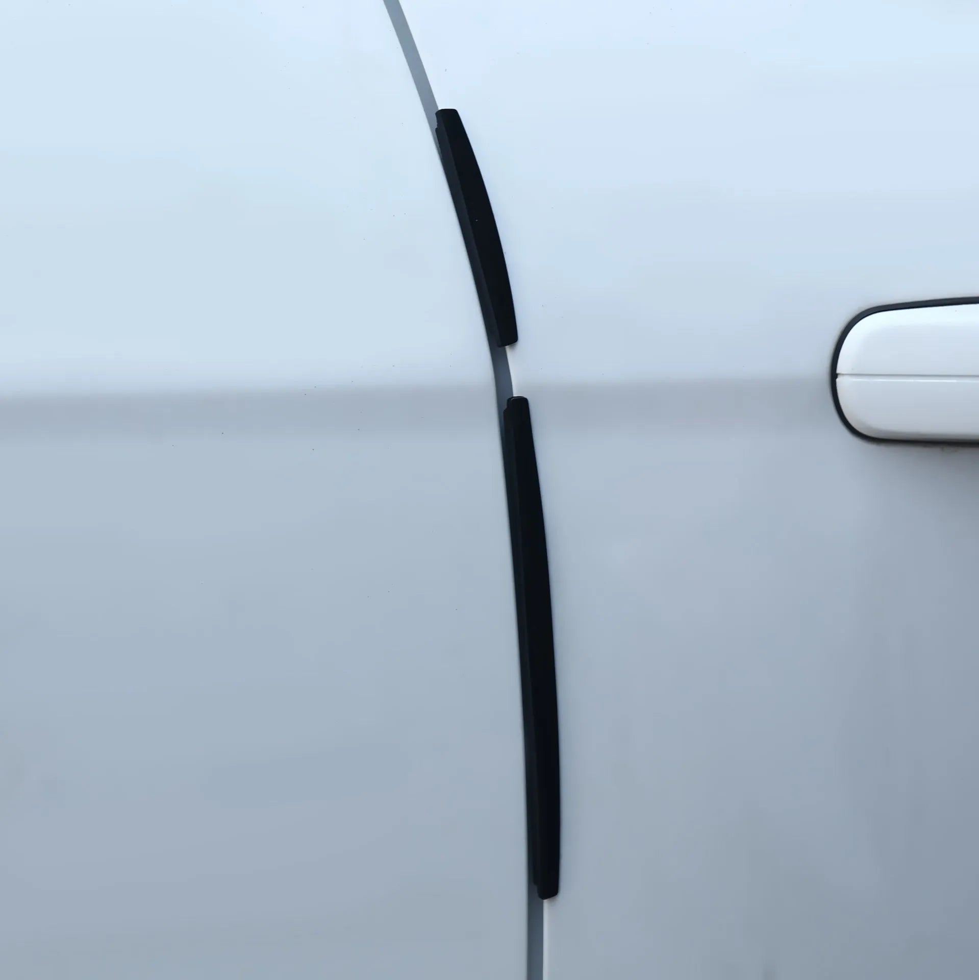White plastic car door edge bumper strip set for general vehicle protection