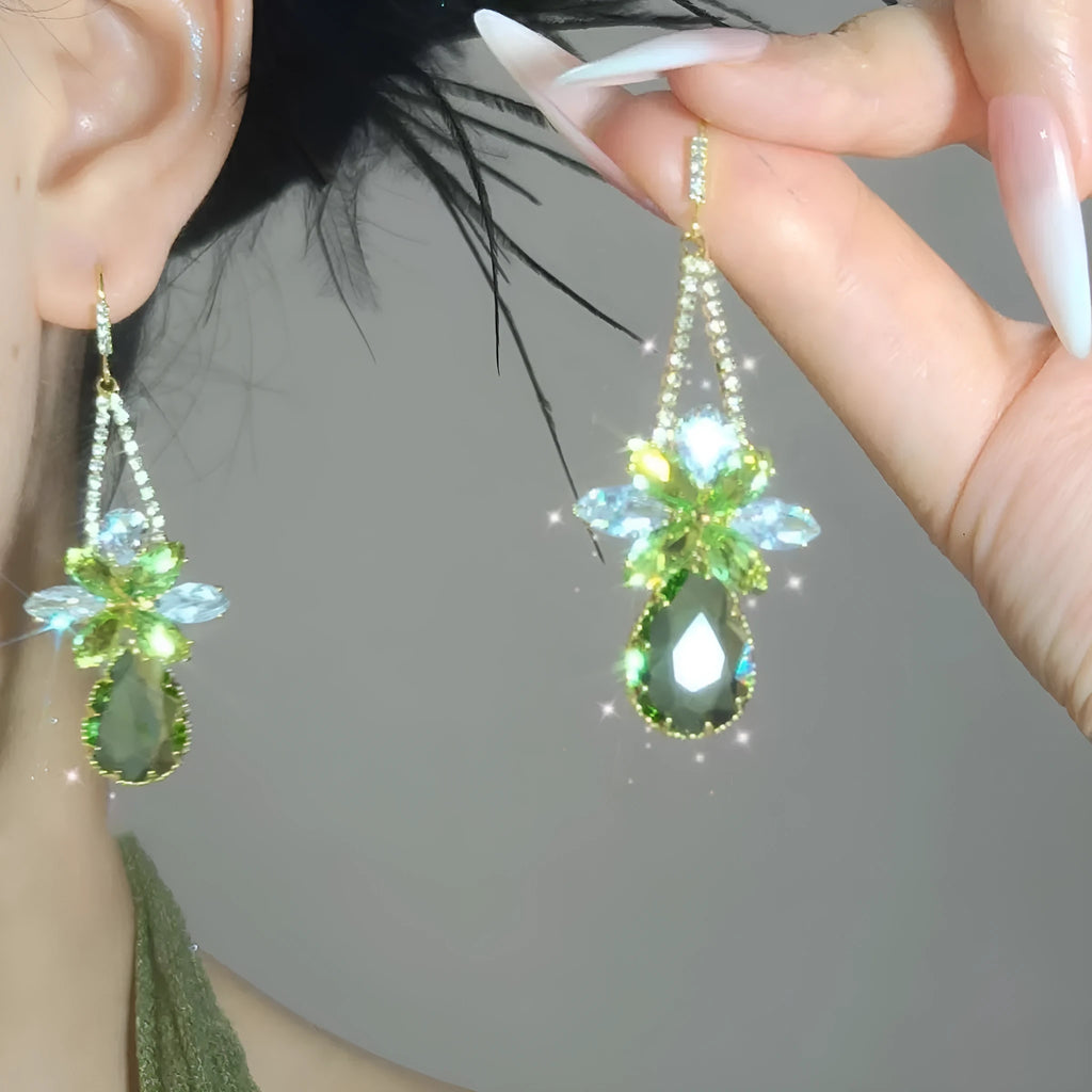 Copper butterfly earrings with inlaid zircon for women light luxury style