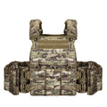 Men's camouflage pattern tactical vest made from polyester fabric for outdoor sports.