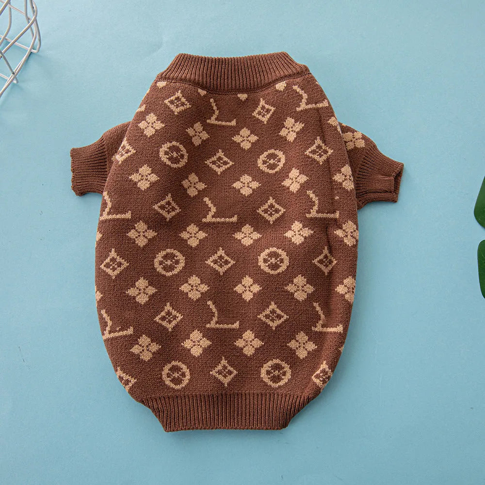 Wool dog sweater for winter in monochrome or two-tone colours available in six sizes