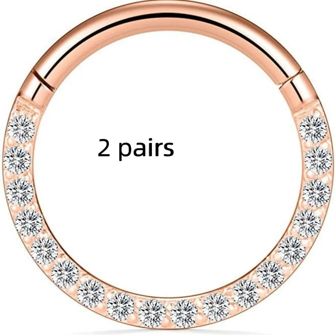 316 stainless steel seamless nose ring showing colour options including black, gold and rose gold finishes