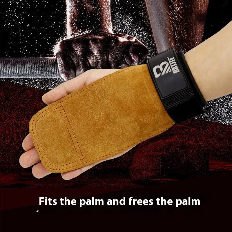 Brown elastic horizontal bar wrist protector with adjustable closure for fitness training