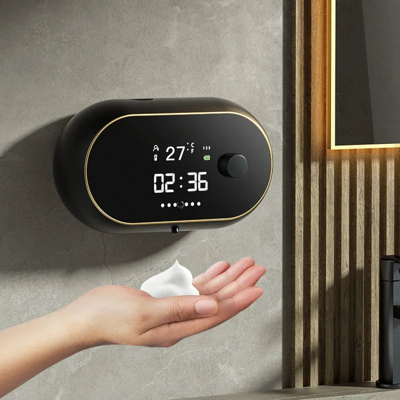 Wall mounted automatic hand soap dispenser in white with USB cable
