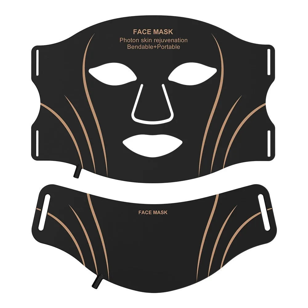 Black gold IPL red light LED facial beauty mask with headband and scarf components