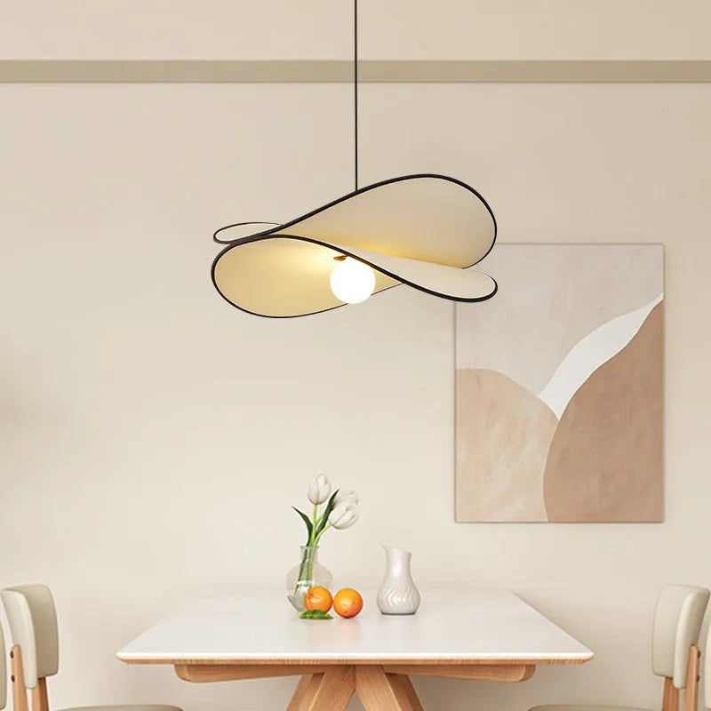 French style artistic chandelier pendant light with fabric potato chip design in bedroom setting