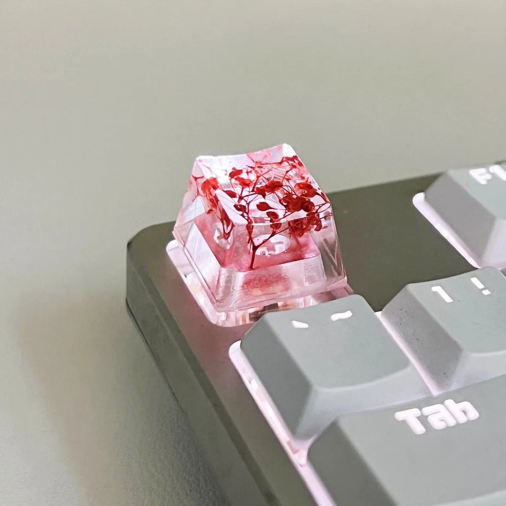 Translucent resin keycap with starry sky effect for MX mechanical keyboard switches