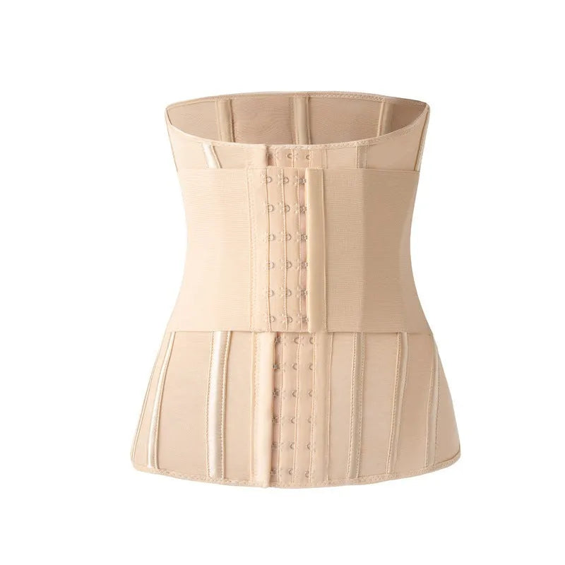 Nylon fitness belly band for waist training and tummy slimming in black or apricot colour