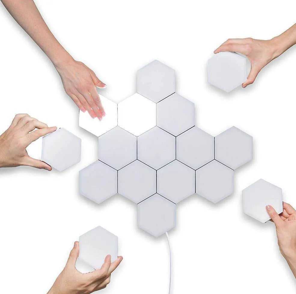 Helios modular honeycomb touch wall lamp units in a modern minimalist design with an ABS shade.