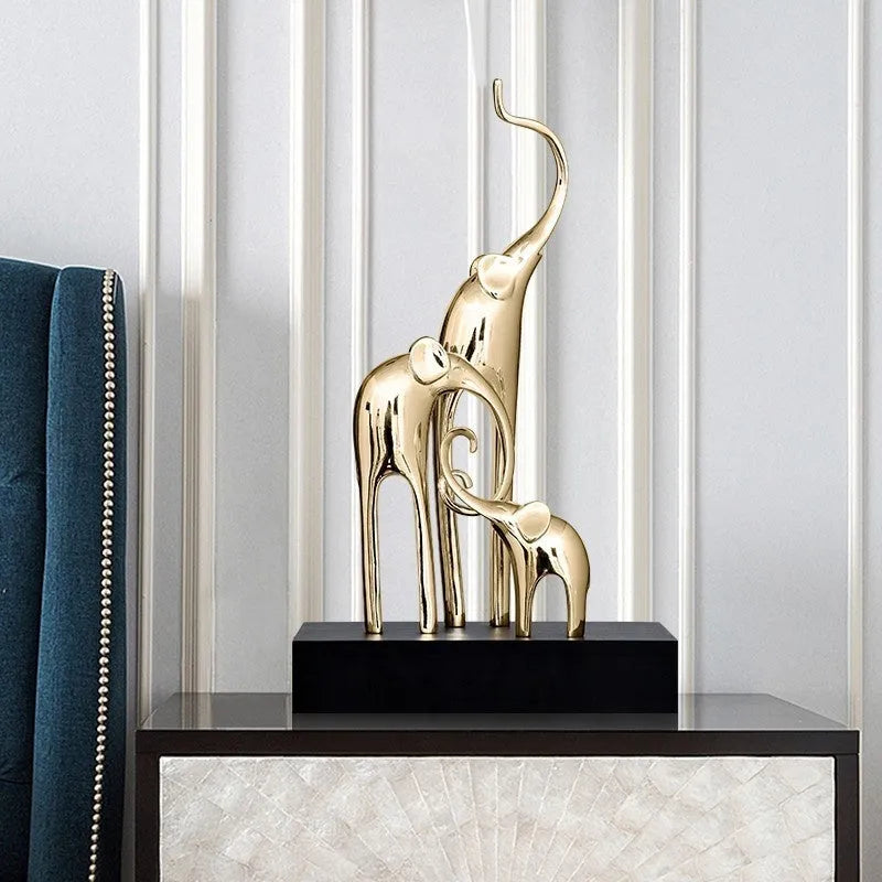 Elephant decorative statue in resin with European style, available in four colour finishes