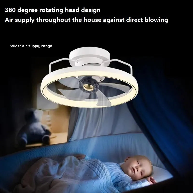 Modern overhead fan lamp with 500mm blades and integrated acrylic light shade in multiple colour options